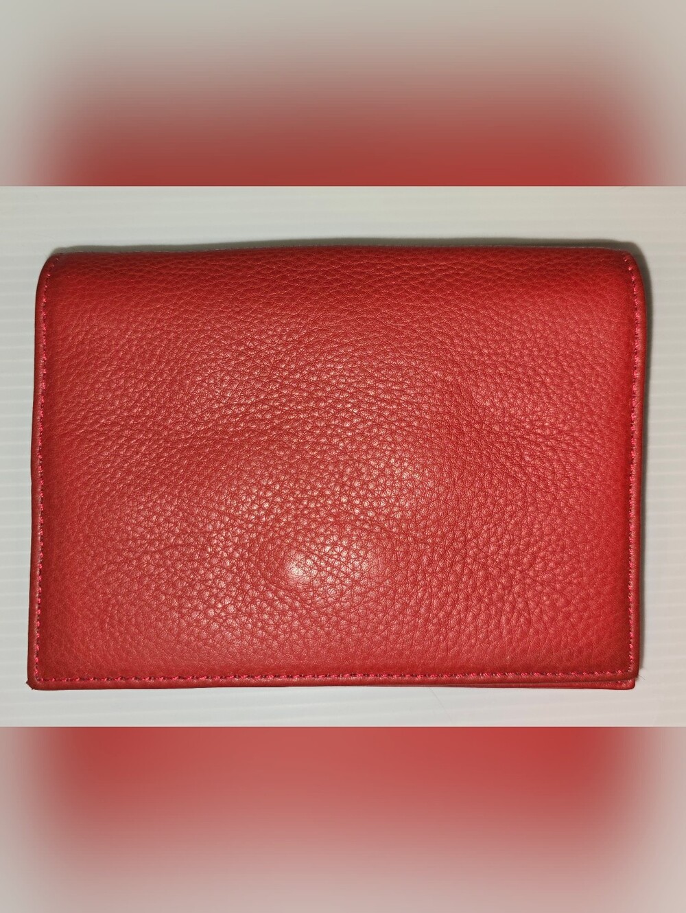 Late 90s Y2K Era Red Pebbled Leather Passport Wallet By J.P. Ourse & Cie Geneva